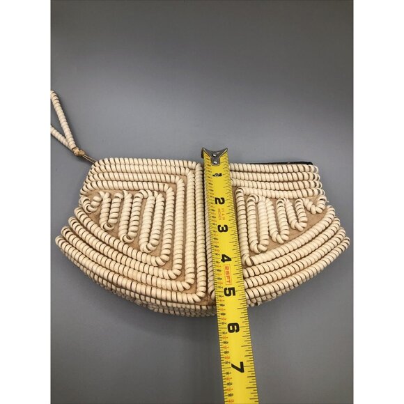 1940s Mid Century Ivory Nude Telephone Phone Cord Crescent Clutch Bag - Picture 8 of 12